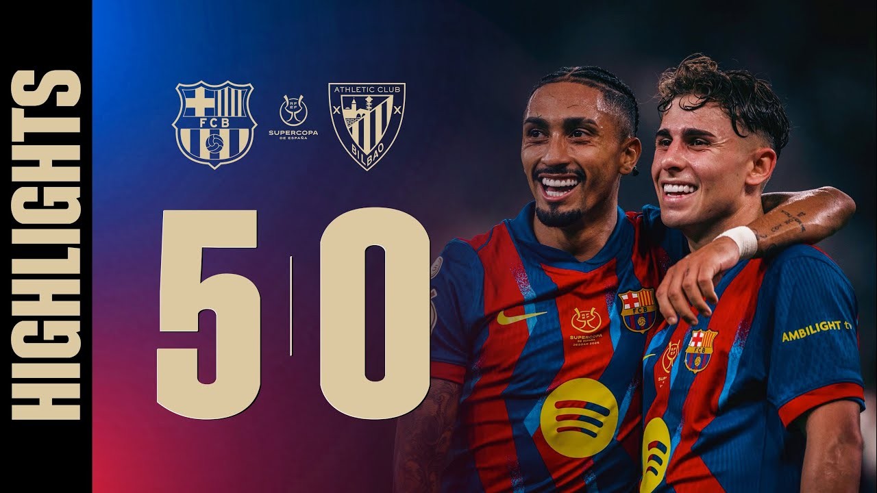 #ไฮไลท์ฟุตบอล [ บาร์เซโลน่า 5 - 0 แอธเลติก บิลเบา ] สเปน ซูเปอร์คัพ (รอบรองชนะเลิศ) 2025/8.1.69